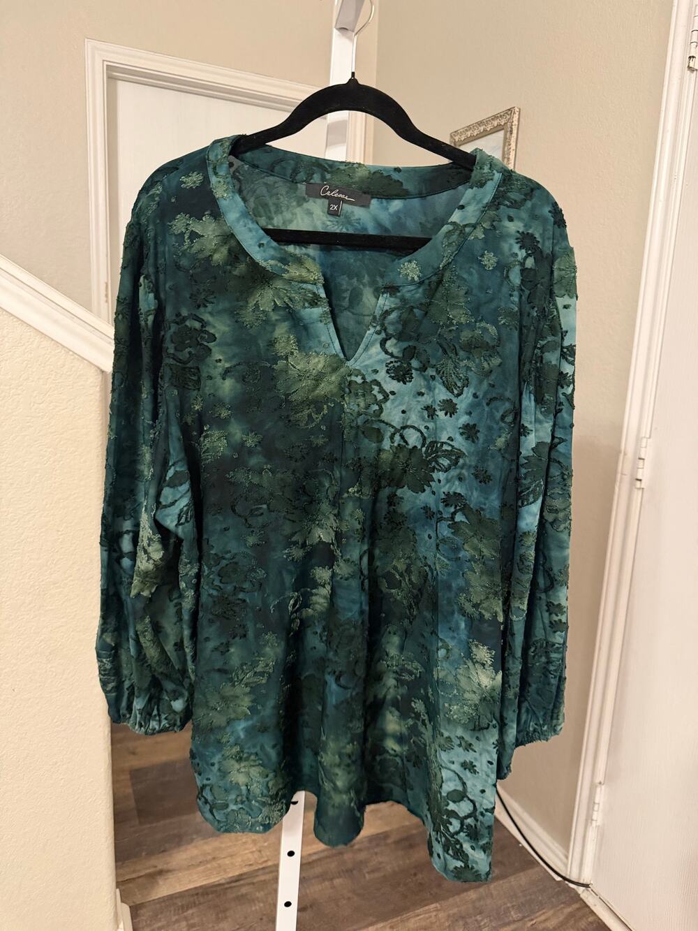 Calessa Green Long sleeve Blouse Size 2X